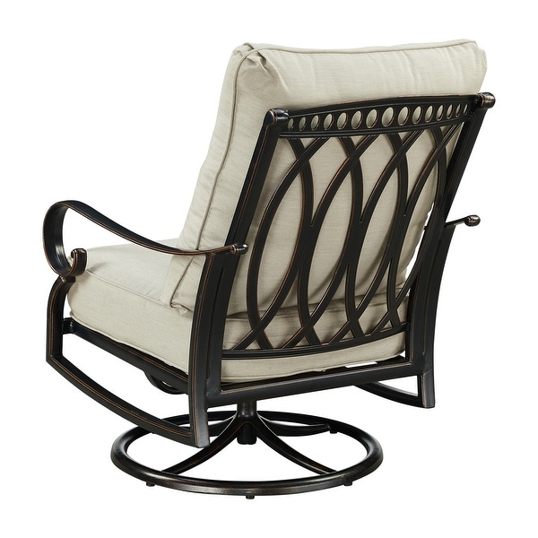 Pair of Black Aluminum Deep Seating Swivel Rocker Club Chairs with Cushions