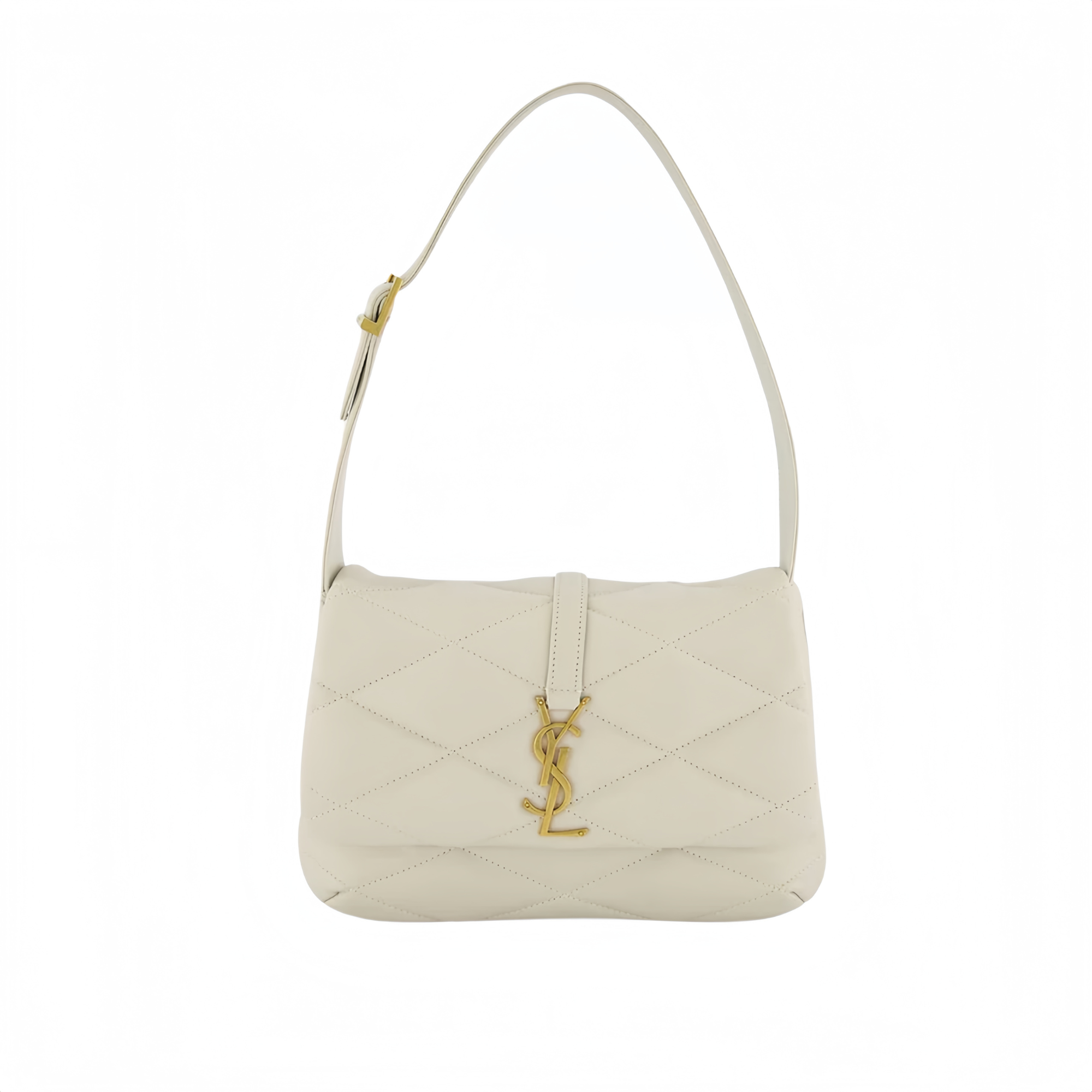 Saint Laurent Le 57 Quilted Leather Shoulder Bag White 27Cm