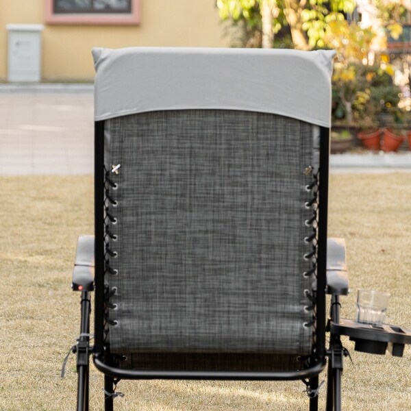 Outsunny Padded Zero Gravity Chairs,Folding Recliner Chair,Patio Lounger with Cup Holder,Adjustable Backrest