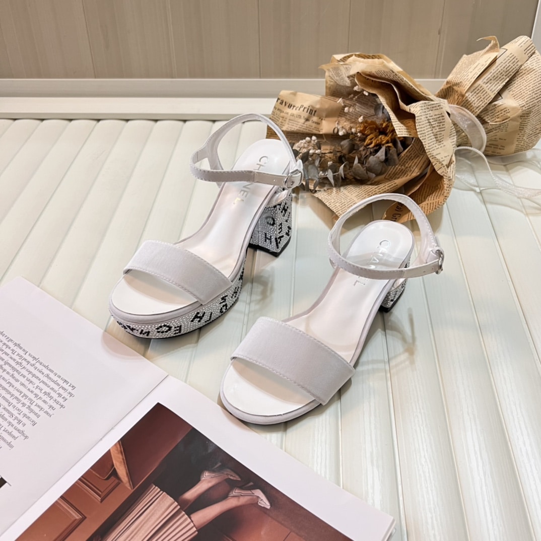 Chanel Sandal Pump Stone Beads Black Silver G45365 B15306