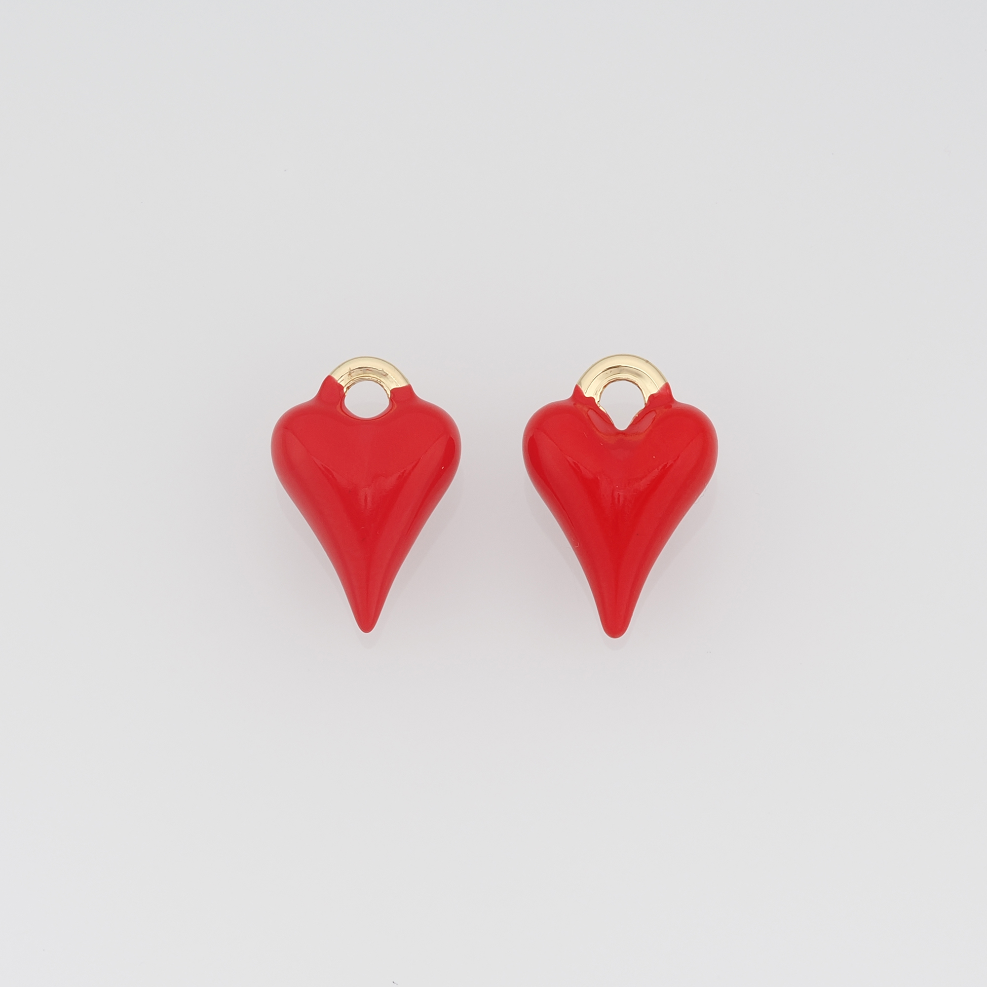 18K Gold Filled Heart Pendant,Enamel Heart Charm Earrings Necklace for DIY Jewelry Making Supply