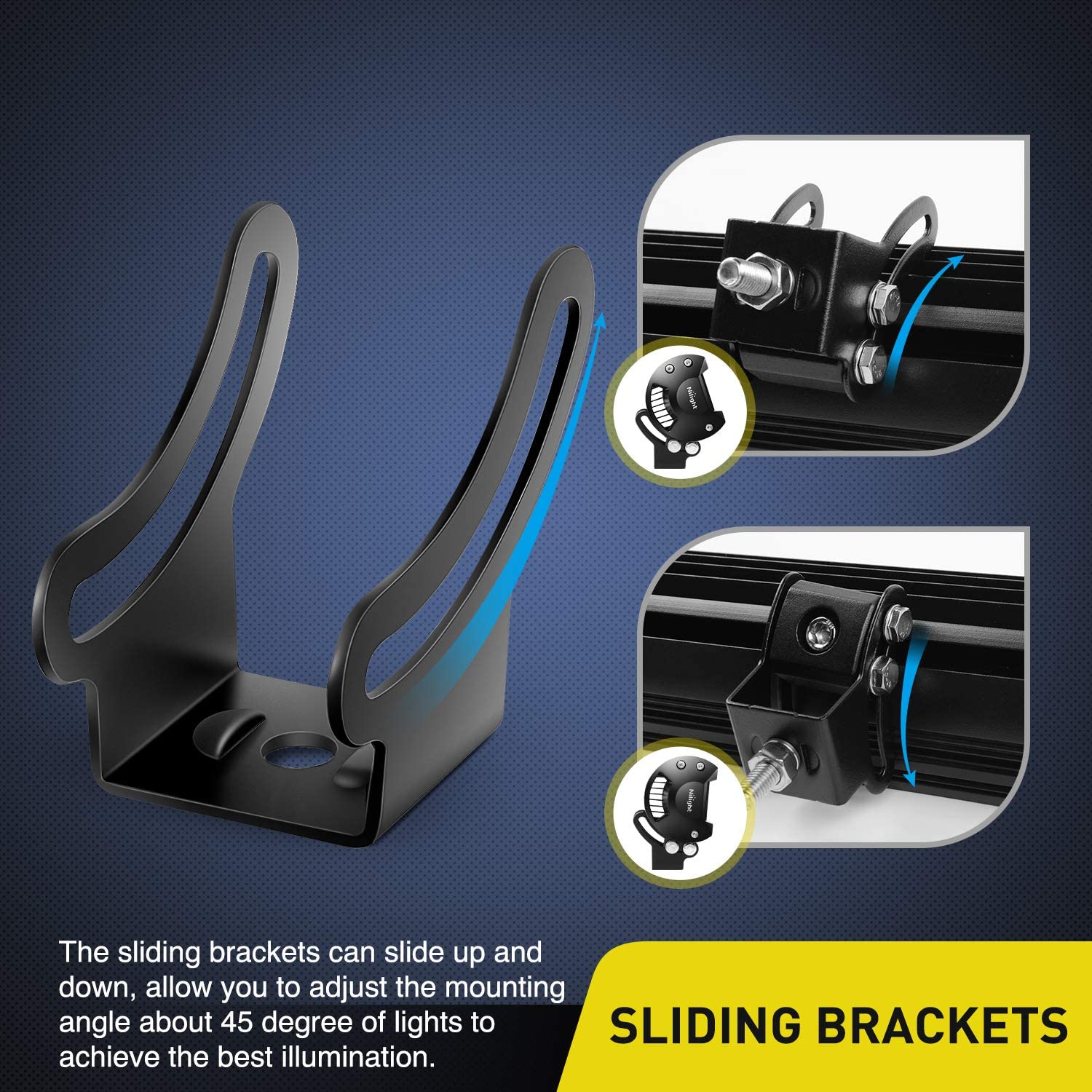 Nilight 2PCS Mounting Base Bracket LED Light Bar Slide Mount Bracket 2 years Warranty