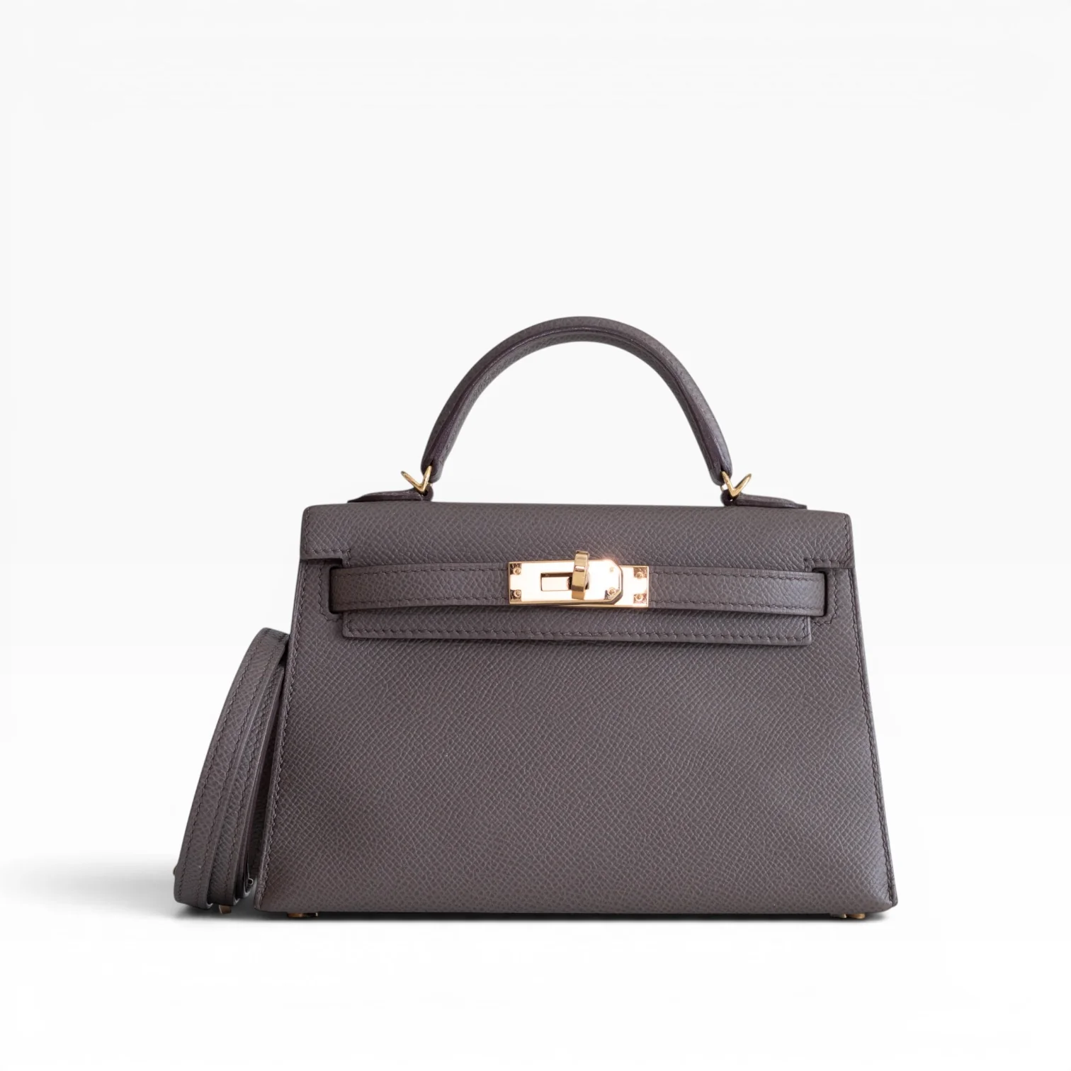 Hermès Mini Kelly II Sellier Etain Epsom Gold Hardware
