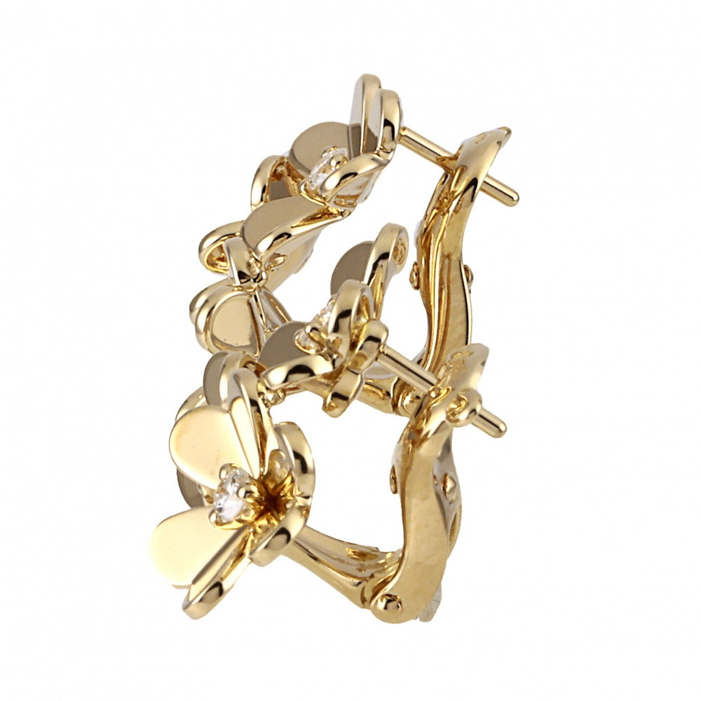 Van Cleef & Arpels Frivole 3 Flower Earrings 18K Yellow Gold Diamond VCARP2DV00