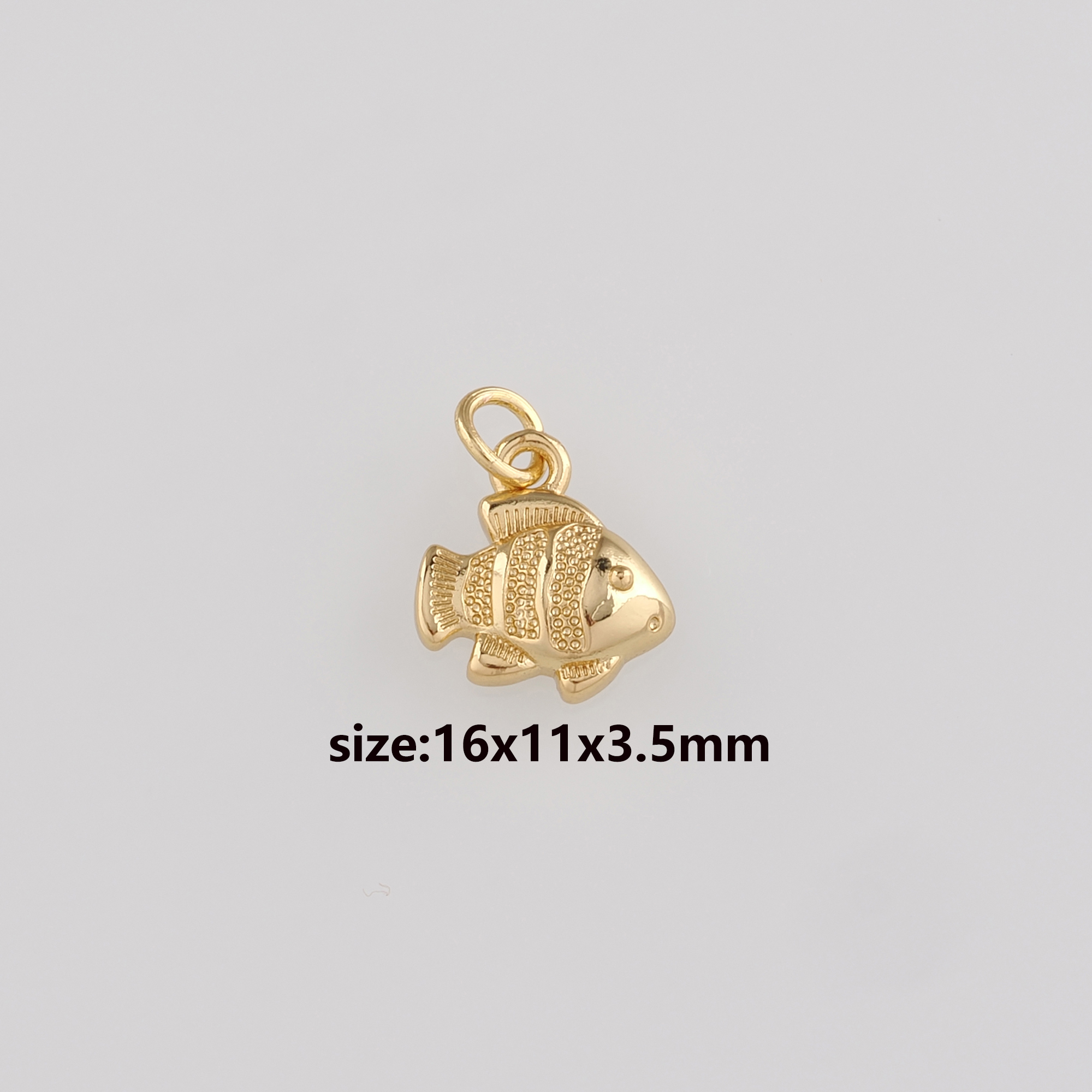 18K Gold Filled Fish Pendant,Ocean Fish Charm Earrings Necklace for DIY Jewelry Making Supply