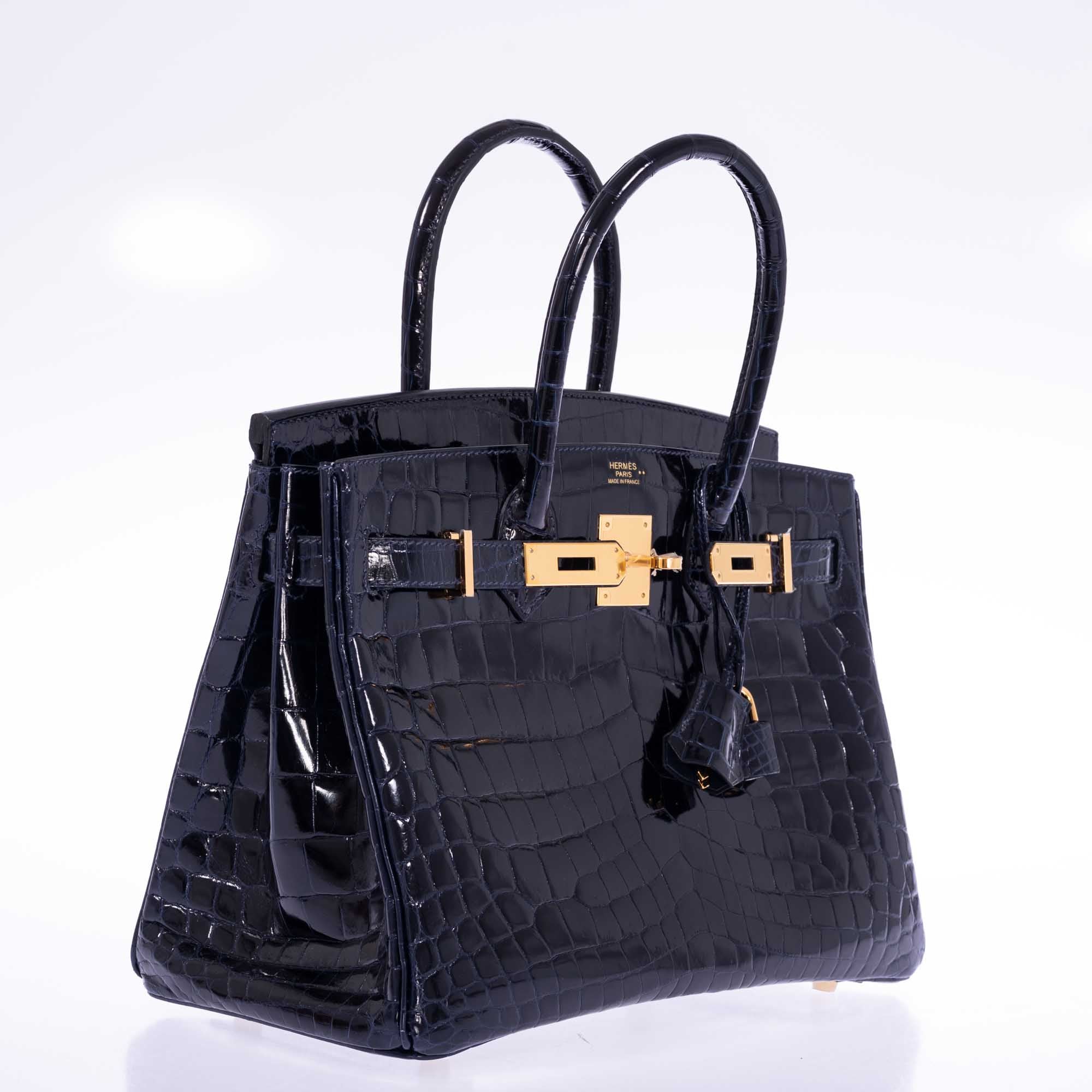 Hermès Birkin 30 Bleu Marine Shiny Niloticus Crocodile Gold Hardware