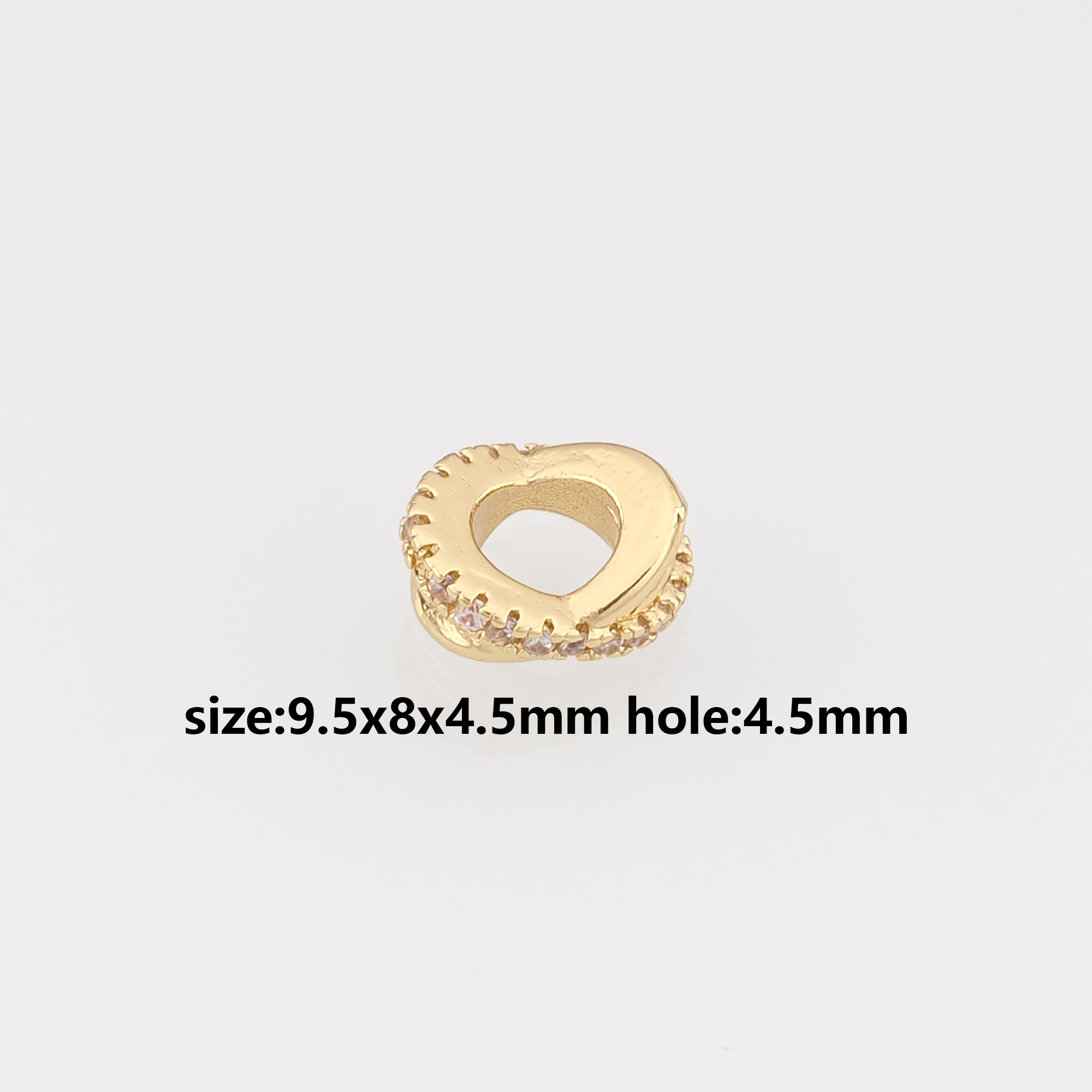 18K Gold Filled Oval Spacer Beads,CZ Micro Pave Oval Bead for Bracelet Jewelry Necklace Making Supply