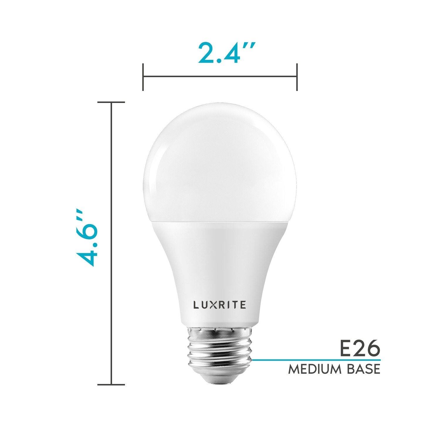 Luxrite A19 LED Light Bulbs 100 Watt Equivalent Dimmable, 5000K Bright White, 1600 Lumens, Enclosed Fixture Rated, 15W, Energy S