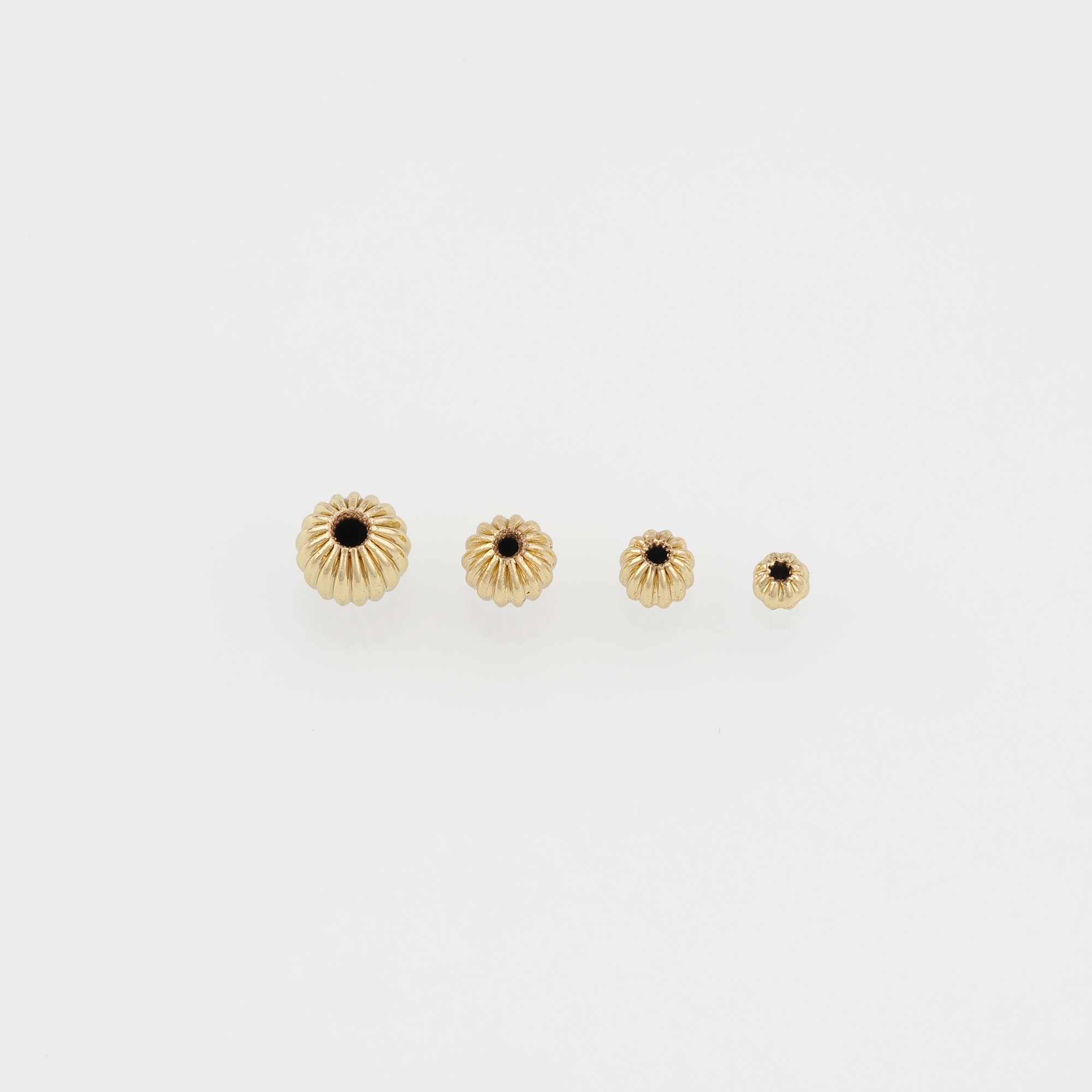 50Pcs 18K Gold Filled Round Spacer Beads,Corrugated Beads for Bracelet Jewelry Necklace Making Supply