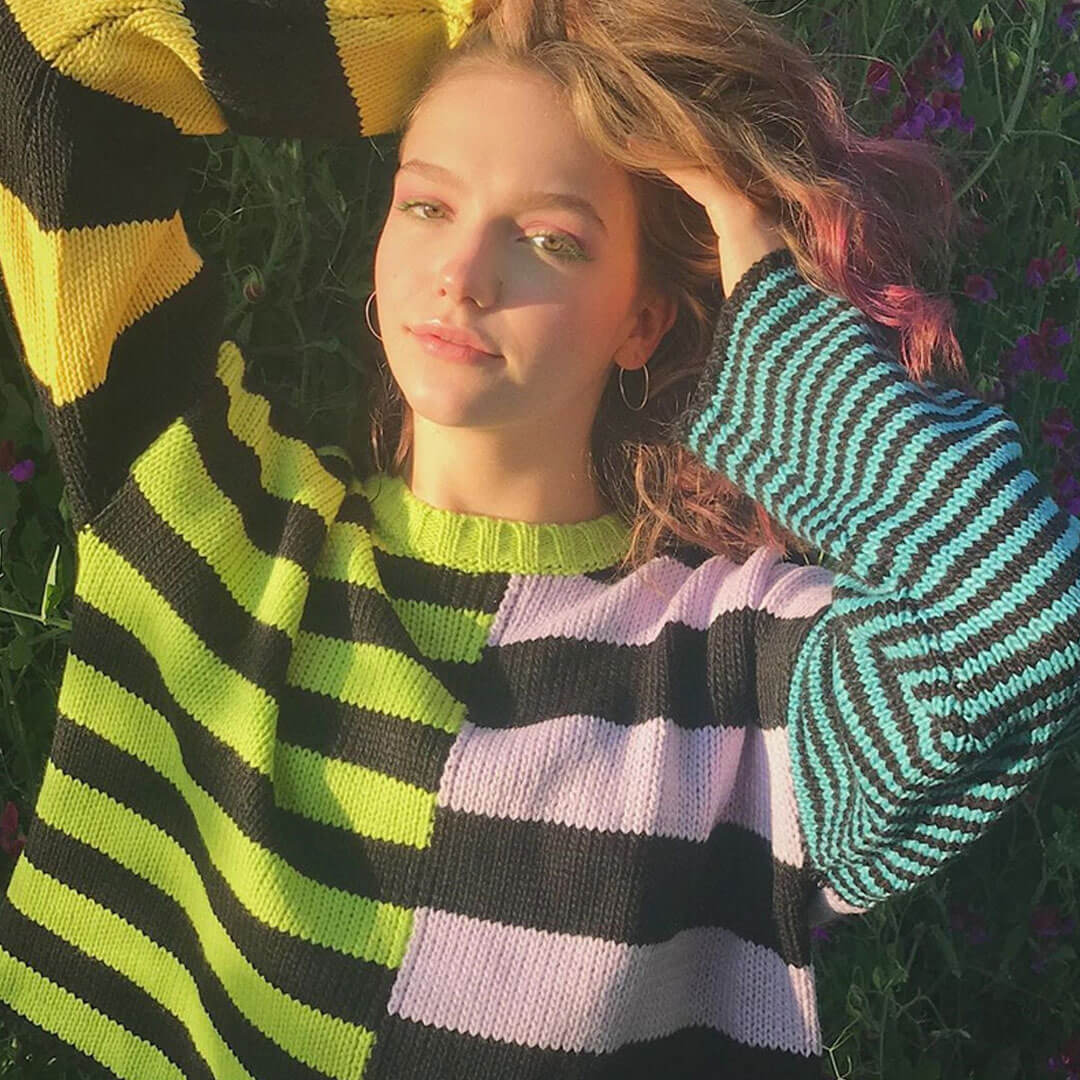 Vintage Stripe Long Sleeve Cropped Sweater - MulticolorClistos