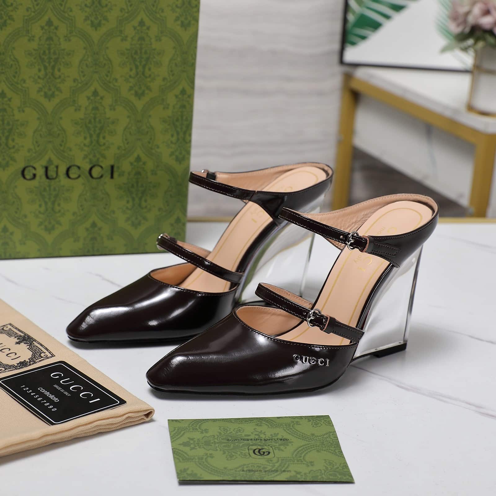Gucci Women’S Wedge Mule Black 827856 Clg00 1000