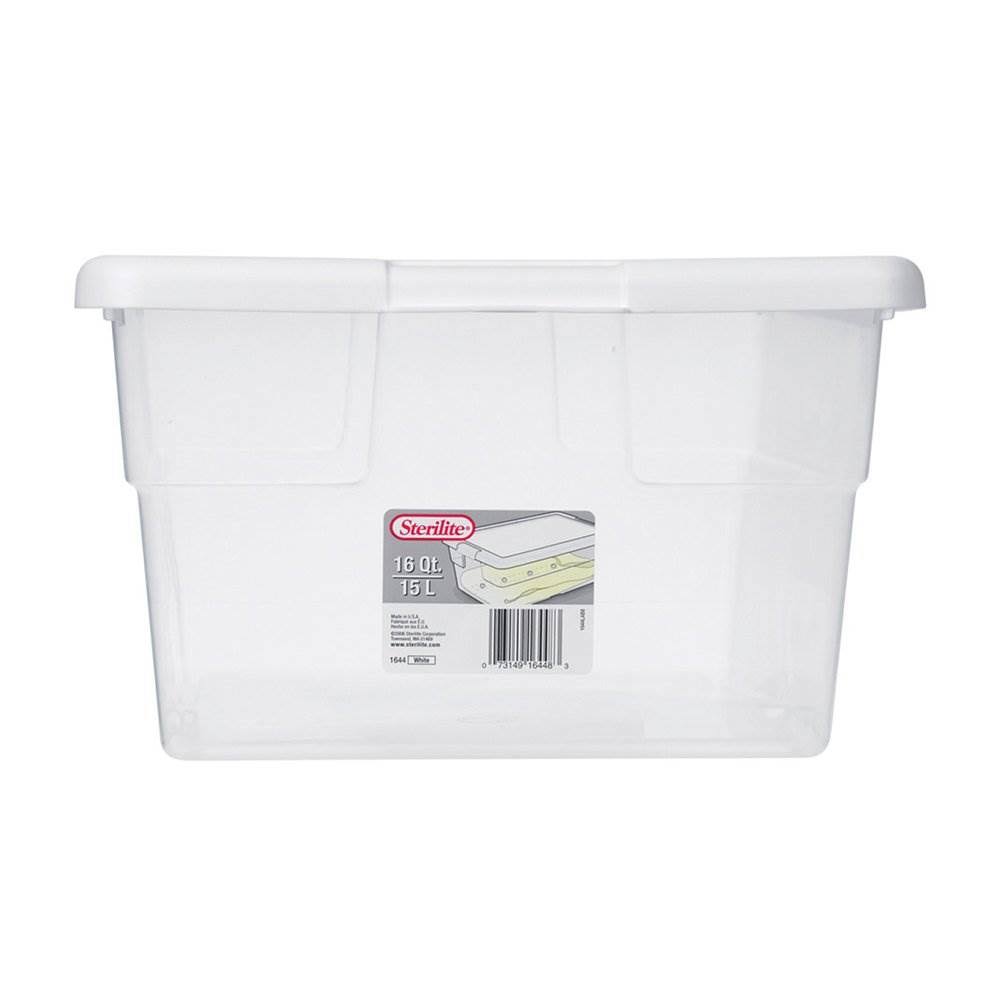 Sterilite 16 Quart Clear Stacking Closet Storage Box Container Tub (96 Pack)