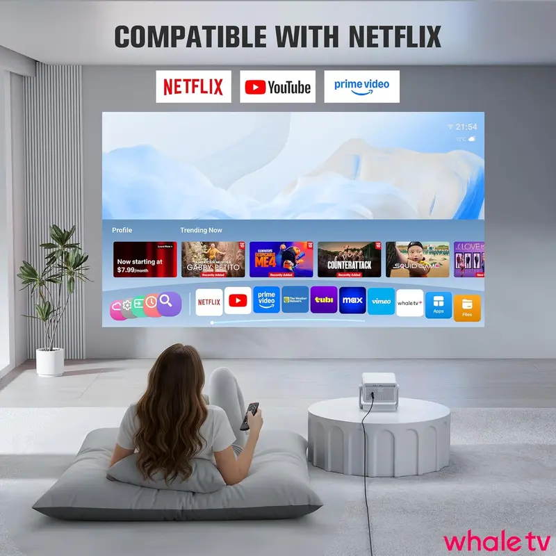 VOPLLS Smart Mini Projector — Officially Licensed Google TV, 1800 ANSI Lumens, 4K Support, WiFi & Bluetooth