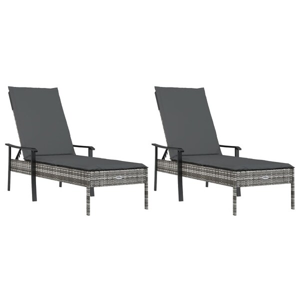 vidaXL Sun Lounger with Cushion Gray Poly Rattan