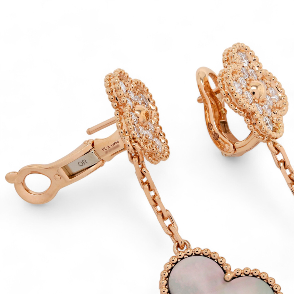 Van Cleef & Arpels Magic Alhambra 2 Motifs Earrings 18K Rose Gold VCARP2R200