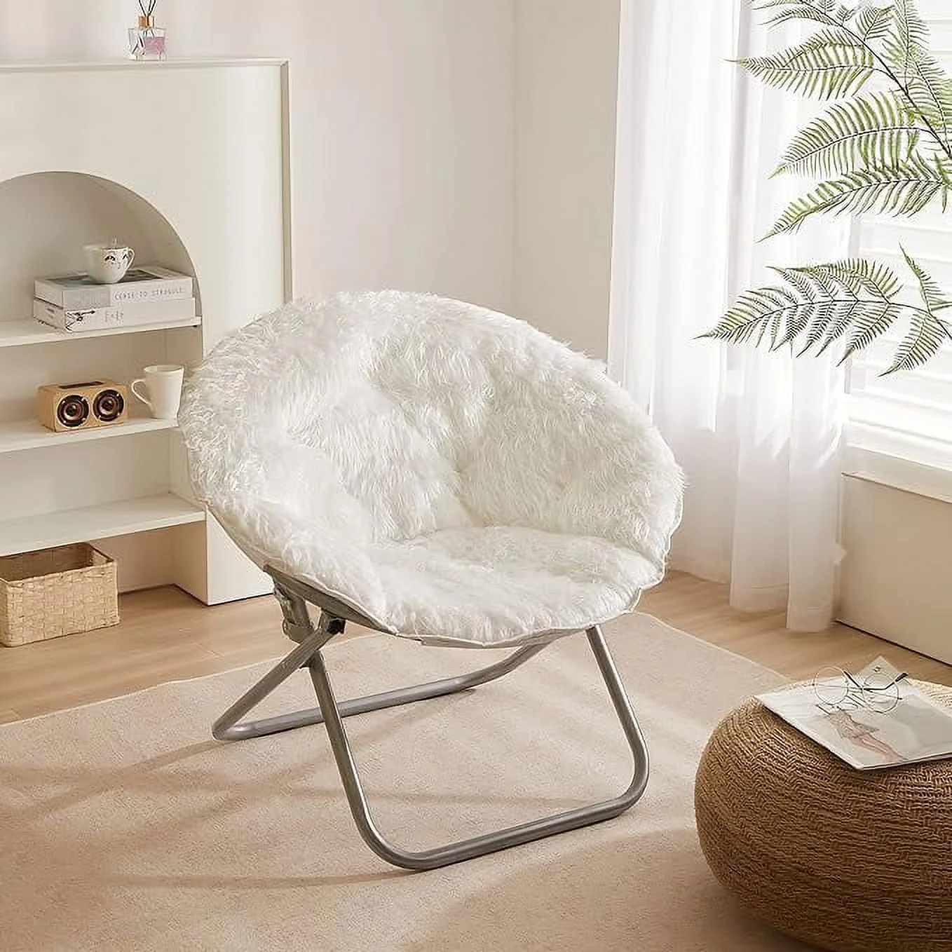 Urban Shop White Mongolian Saucer Chair