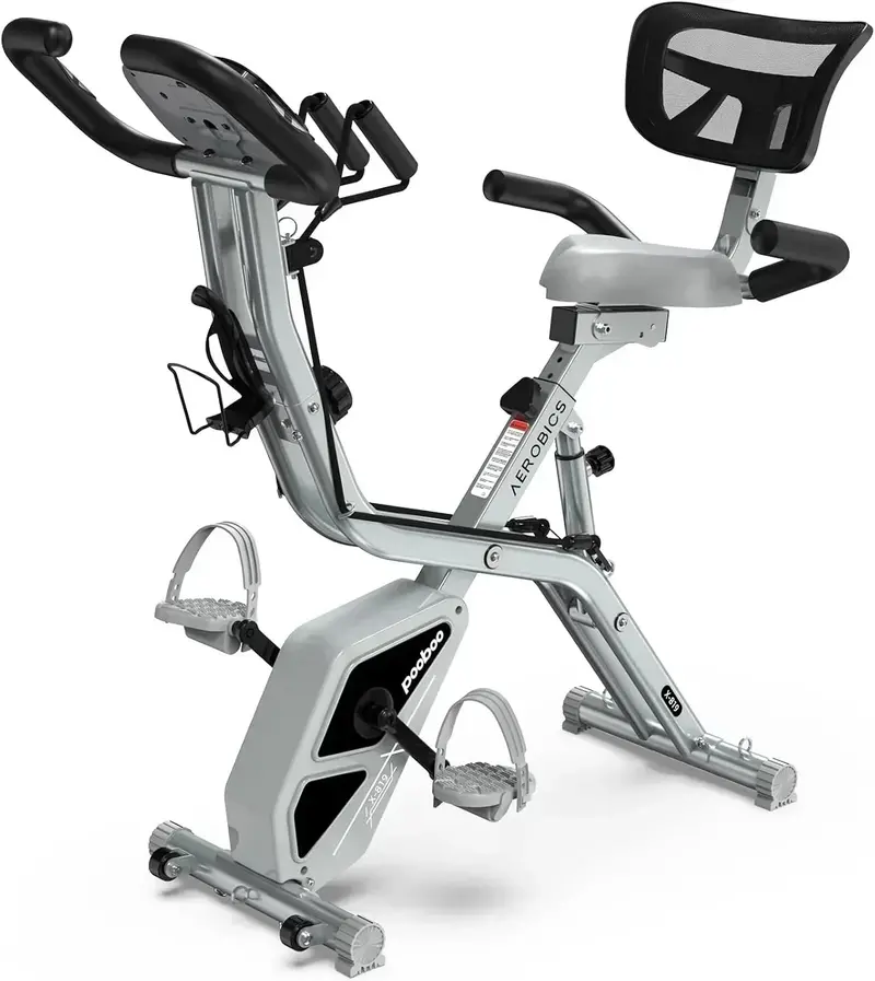 pooboo Foldable Upright Exercise Bike – Space-Saving Indoor Cycling Machine