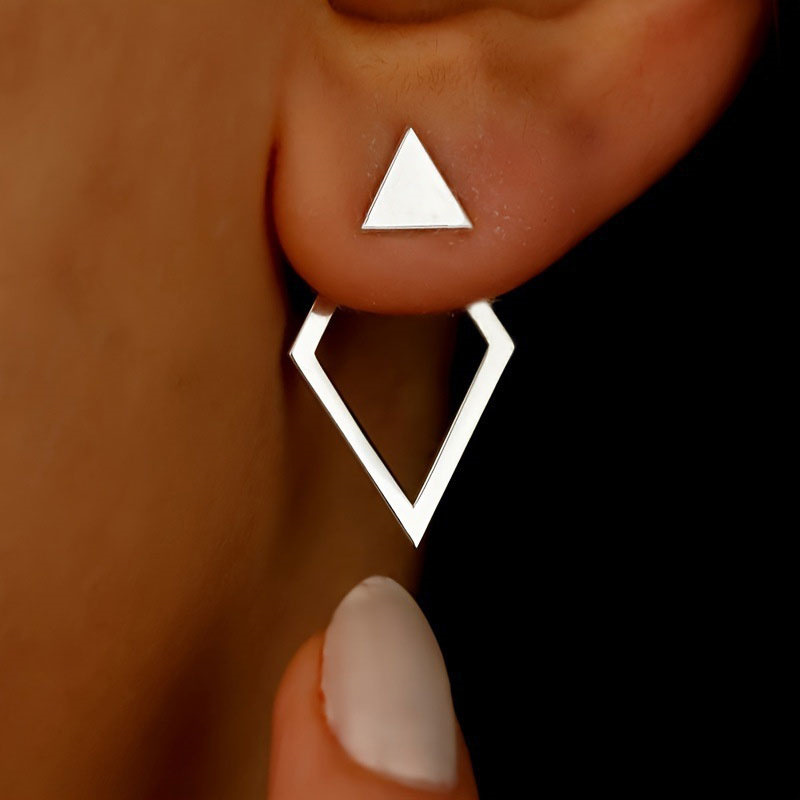 Retro Minimalist Geometric Square Detachable Triangles Stud Earrings for Women Fashion Jewelry Accessories Party Gifts