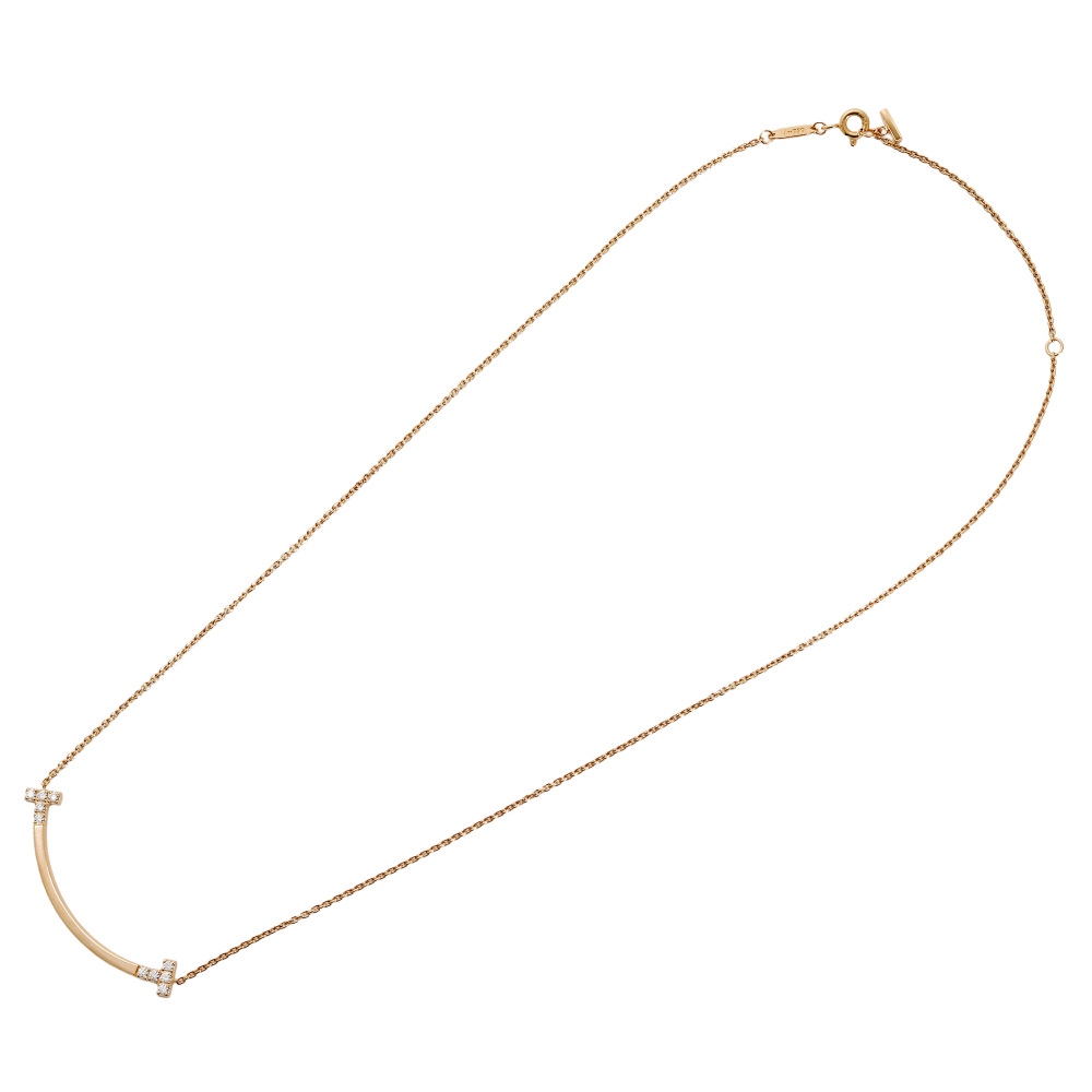 Tiffany & Co. Tiffany T Smile Necklace 18K Rose Gold Diamond 74957218
