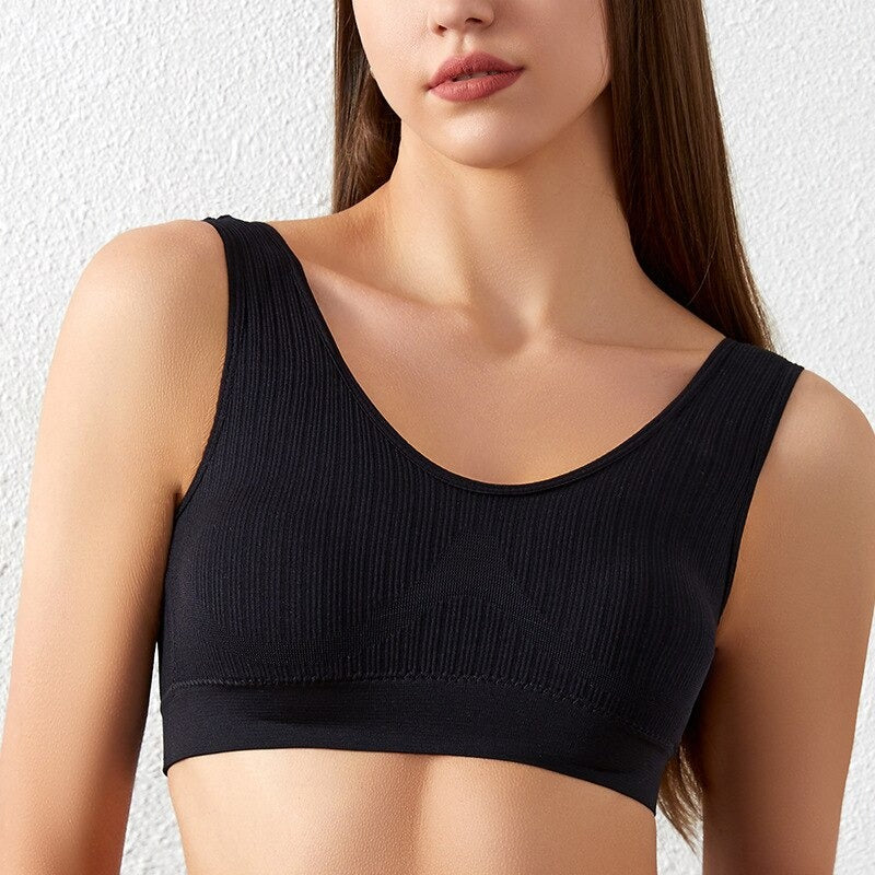Seamless Padded Sports Crop Top U-Shaped BackClistos
