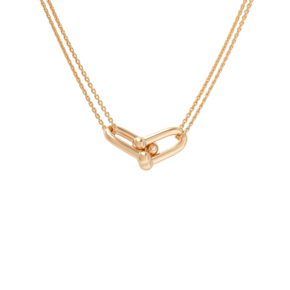Tiffany & Co. Hardware Double Link Necklace 18K Rose Gold 63982326