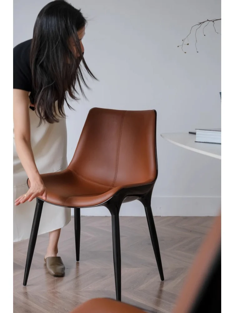 CH033 - Dining Chair - Modern HERM@S Classic Dark Brown Island Green Leather
