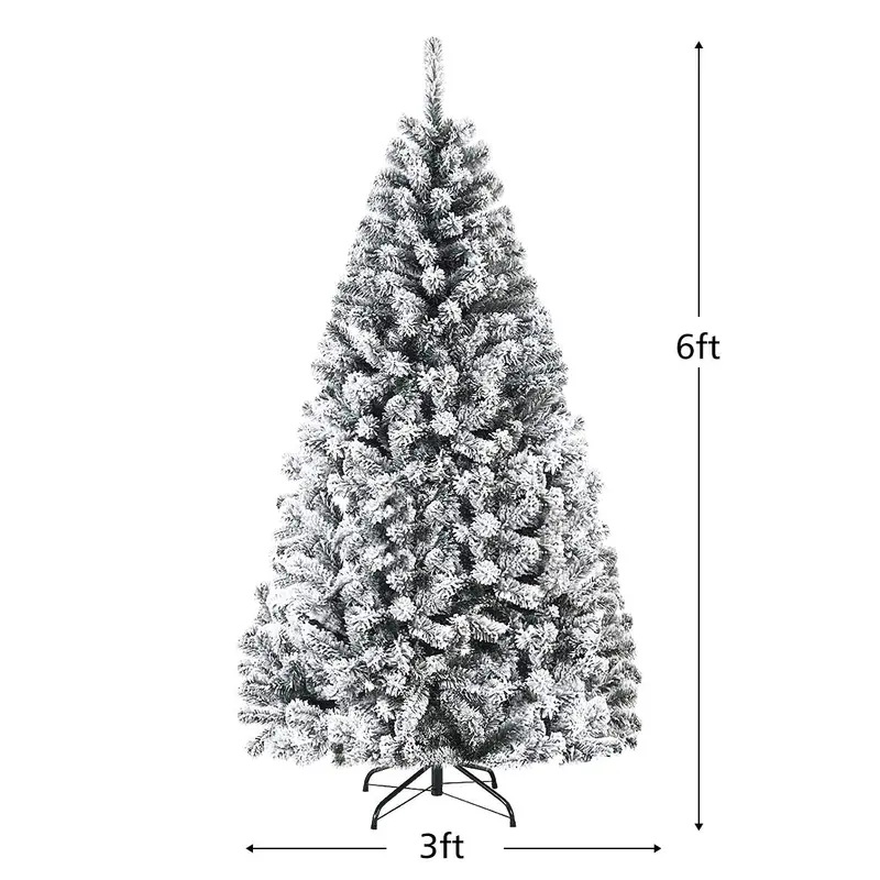 Snow-Flocked Christmas Tree – 6ft or 9ft Hinged Pine Style with Realistic Finish