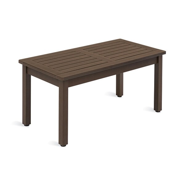 Outdoor Coffee Table Rectangle,HDPS Patio Coffee Tables for Outside,All Weather Patio Coffee Table with Slatted Tabletop