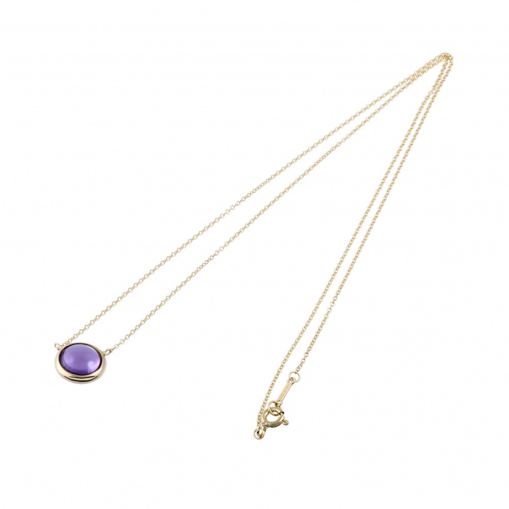 Tiffany & Co. Paloma Picasso Olive Necklace 18K Yellow Gold Amethyst