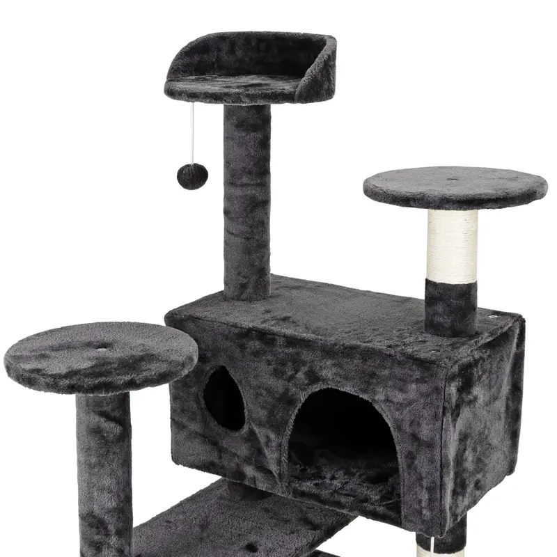 Zenstyle 53-in Cat Tree and Condo Scratching Post Tower, Dark Gray