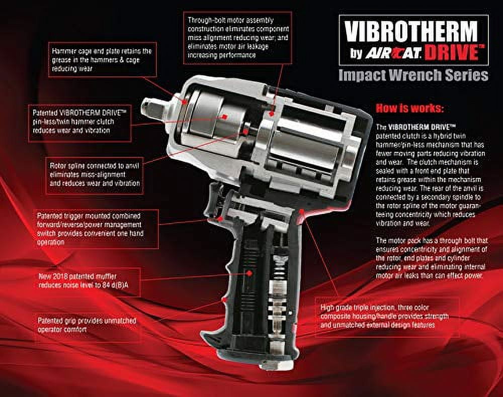 AIRCAT Pneumatic Tools 1178-VXL: 1/2-Inch Vibrotherm Drive Impact Wrench 1,300 ft-lbs - Standard Anvil