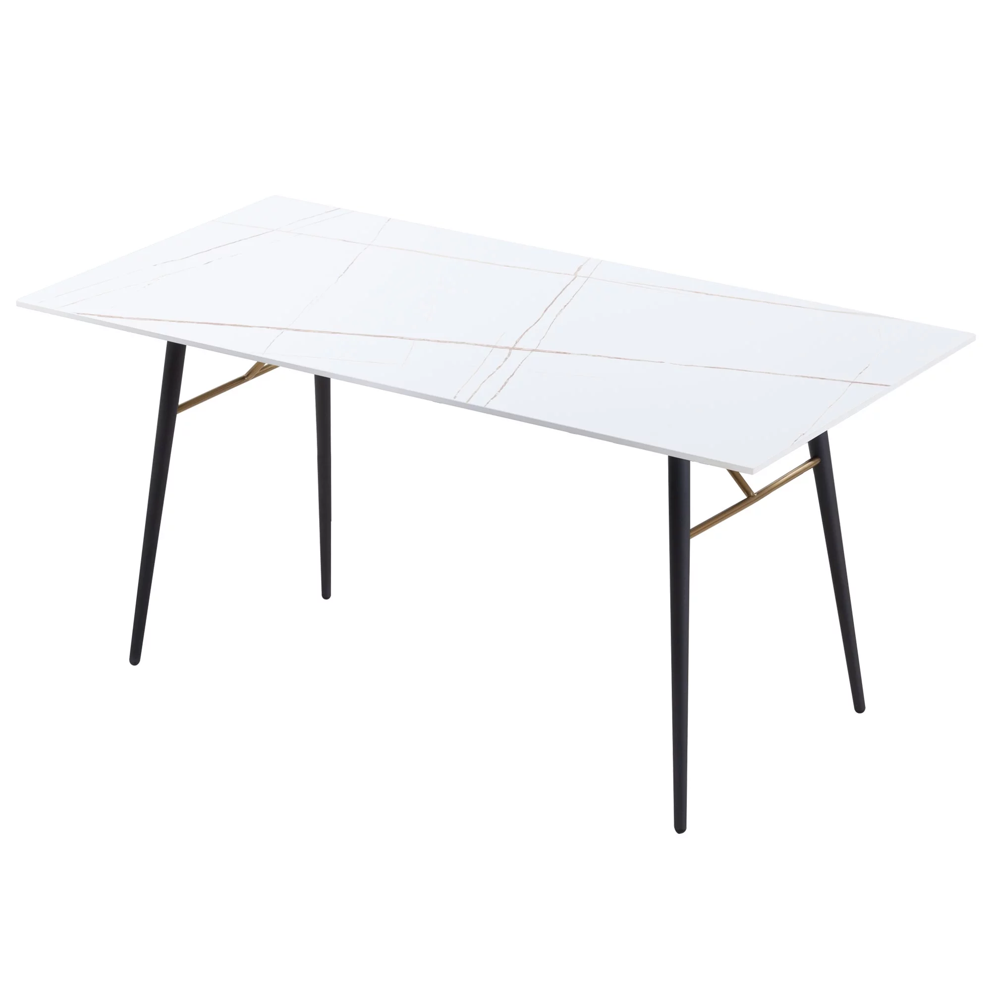 63'' Dining Table Small Space Kitchen Table Porcelain Desk Top White