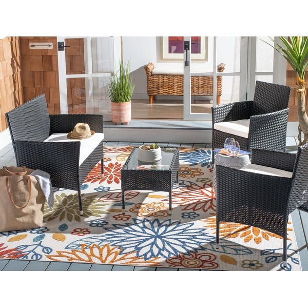 SAFAVIEH Outdoor Abdul 4Piece Conversation Patio Set.