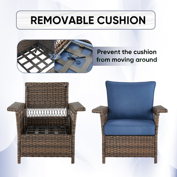 Patio Sofa with Club Chairs,Ottomans,Table