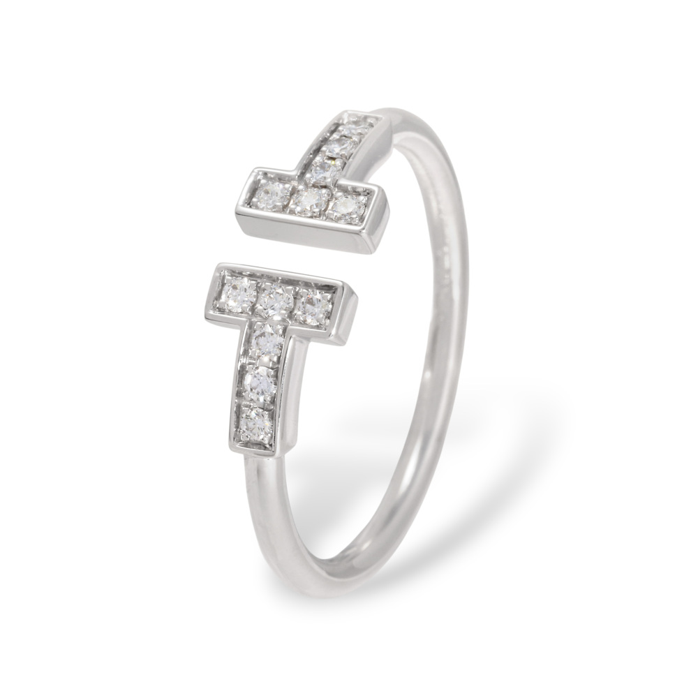 Tiffany & Co. Tiffany T Wire Ring 18K White Gold Diamond 60147236