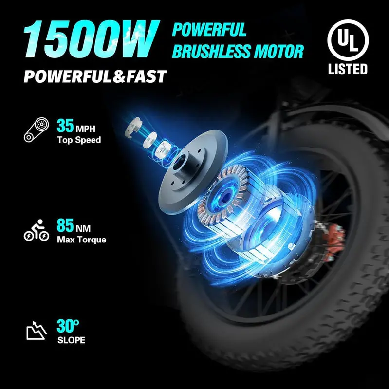 Q20 2000W Heavy-Duty Electric Fat-Tire Bike – 20″ Tires, 37MPH Top Speed, All-Terrain Commuter Ebike