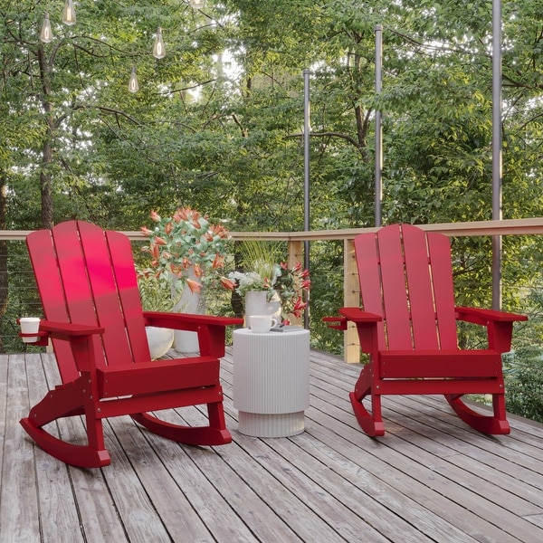 Commercial AllWeather Rocking Adirondack Chair with Swiveling Cupholder