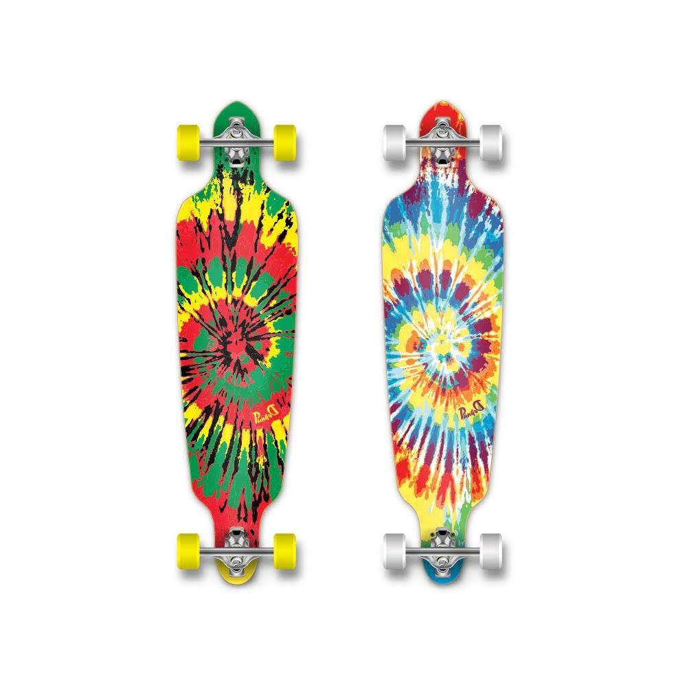 Yocaher Punked Drop Through Tiedye Rasta Longboard Complete