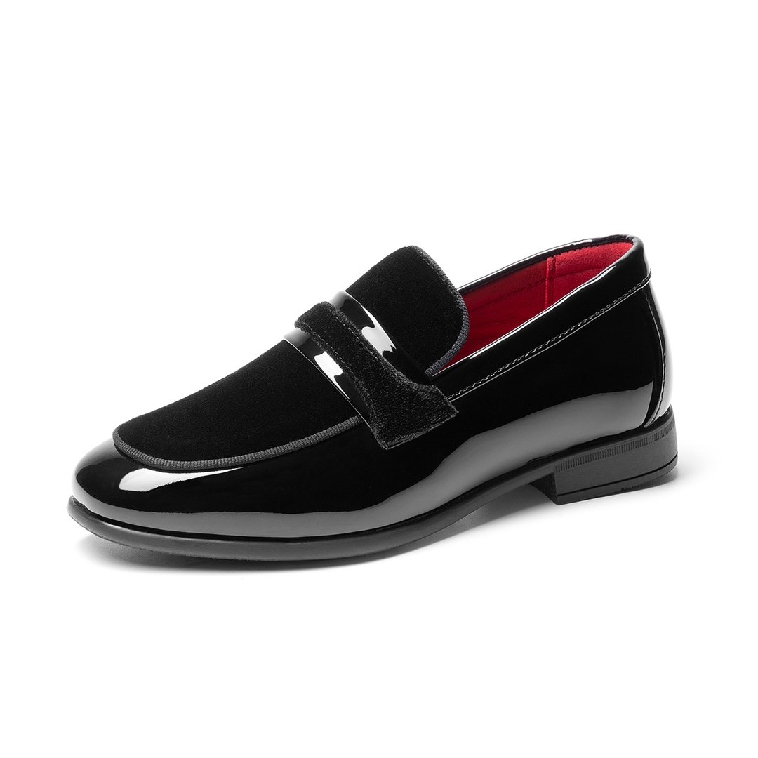 Boy's Tuxedo Patent Classic Velvet Loafers