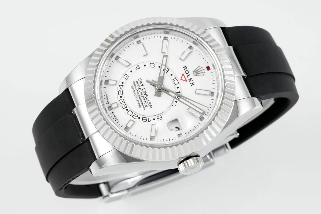 Rolex Sky-Dweller 42mm Stainless Steel Case White Dial Rubber Strap