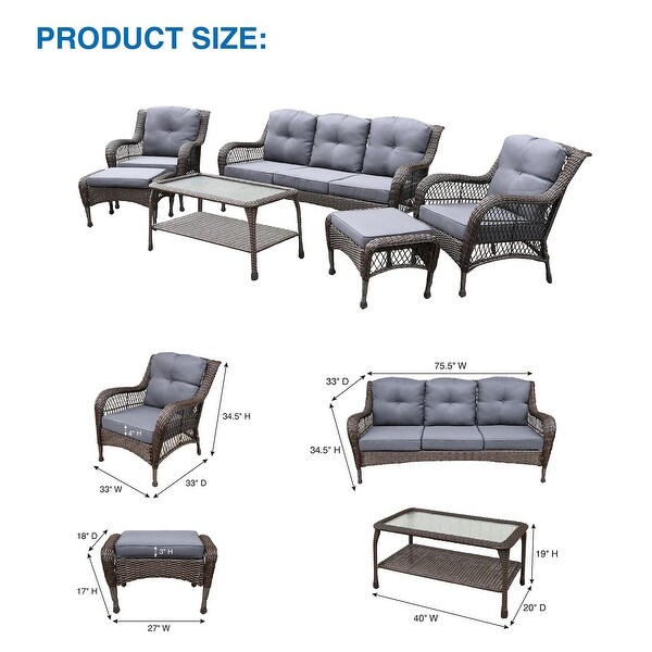 6piece Resin Wicker Patio Furniture Conversation Set with High Back