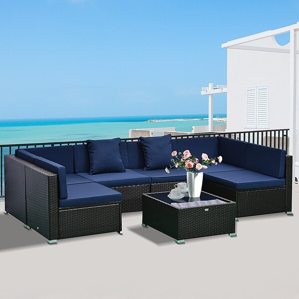 Outsunny 7piece Wicker Outdoor Sectional Set with Modular Seating