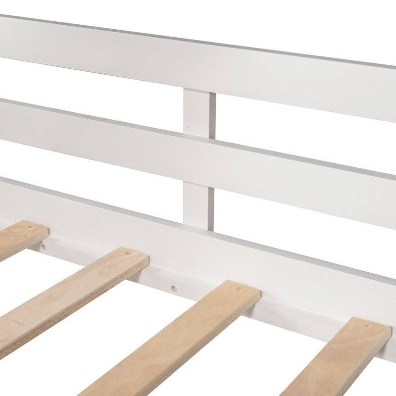 [Pre-Sale]Twin Over Twin Solid Wood Loft Bed,Bunk Bed with Roof,Window,Guardrail and Ladder - Antique White