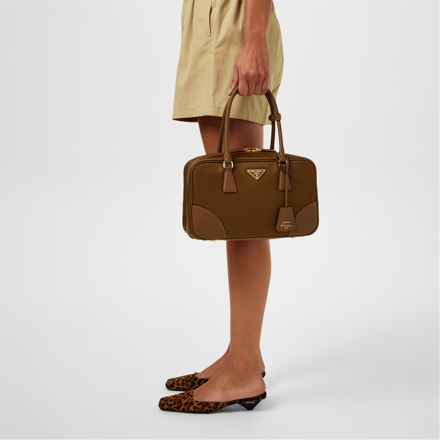 Prada Re Edition 1978 Medium Re Nylon And Saffiano Two Handle Bag Cork Beige 30Cm