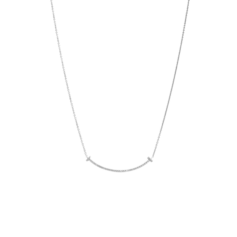 Tiffany & Co. Tiffany T Smile Necklace 18K White Gold Diamond 63058793