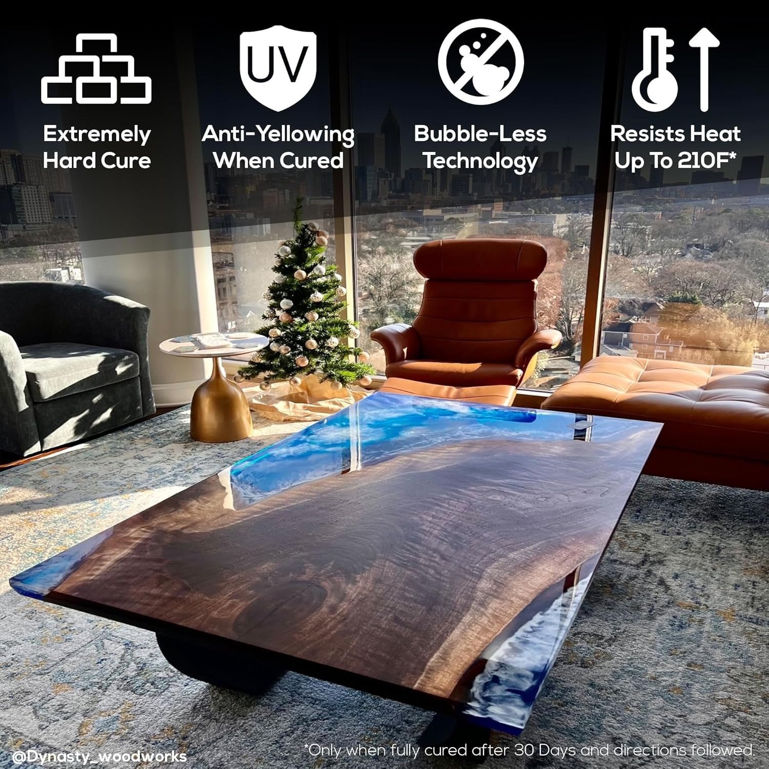 Deep Pour Epoxy Resin Liquid Glass 3 GL Kit, High Temp Heat UV Resistant, Bubble Free Low Viscosity Cast & Coat Stone Wood Metal