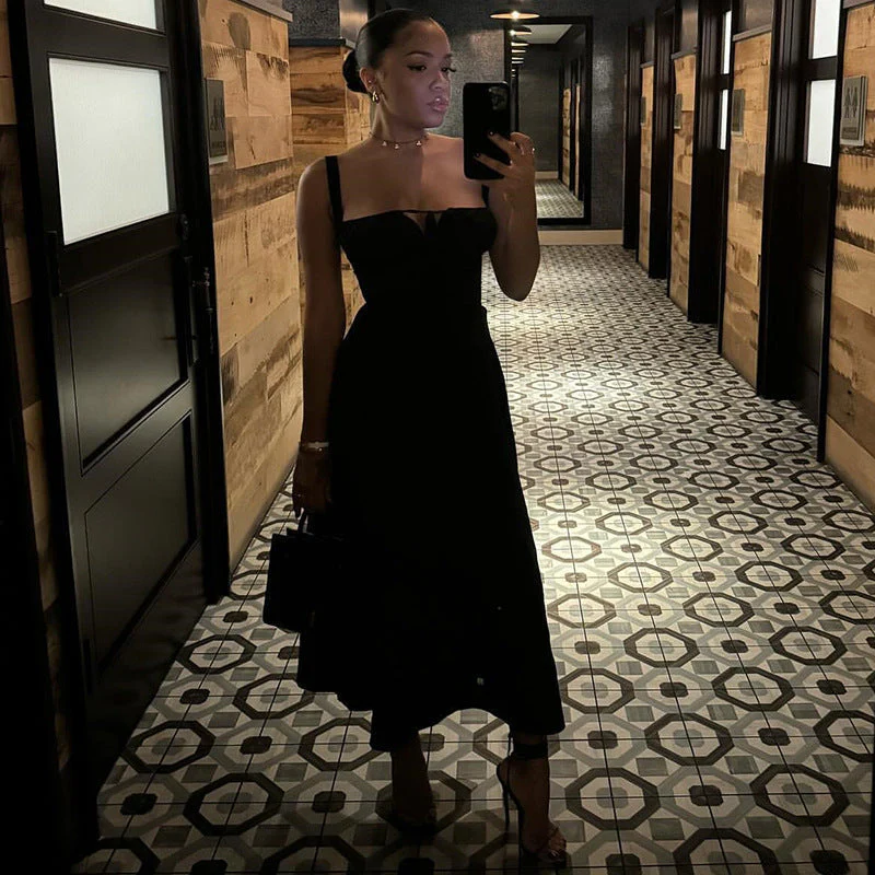 Elegant Lace Up Maxi Dress With SlitClistos