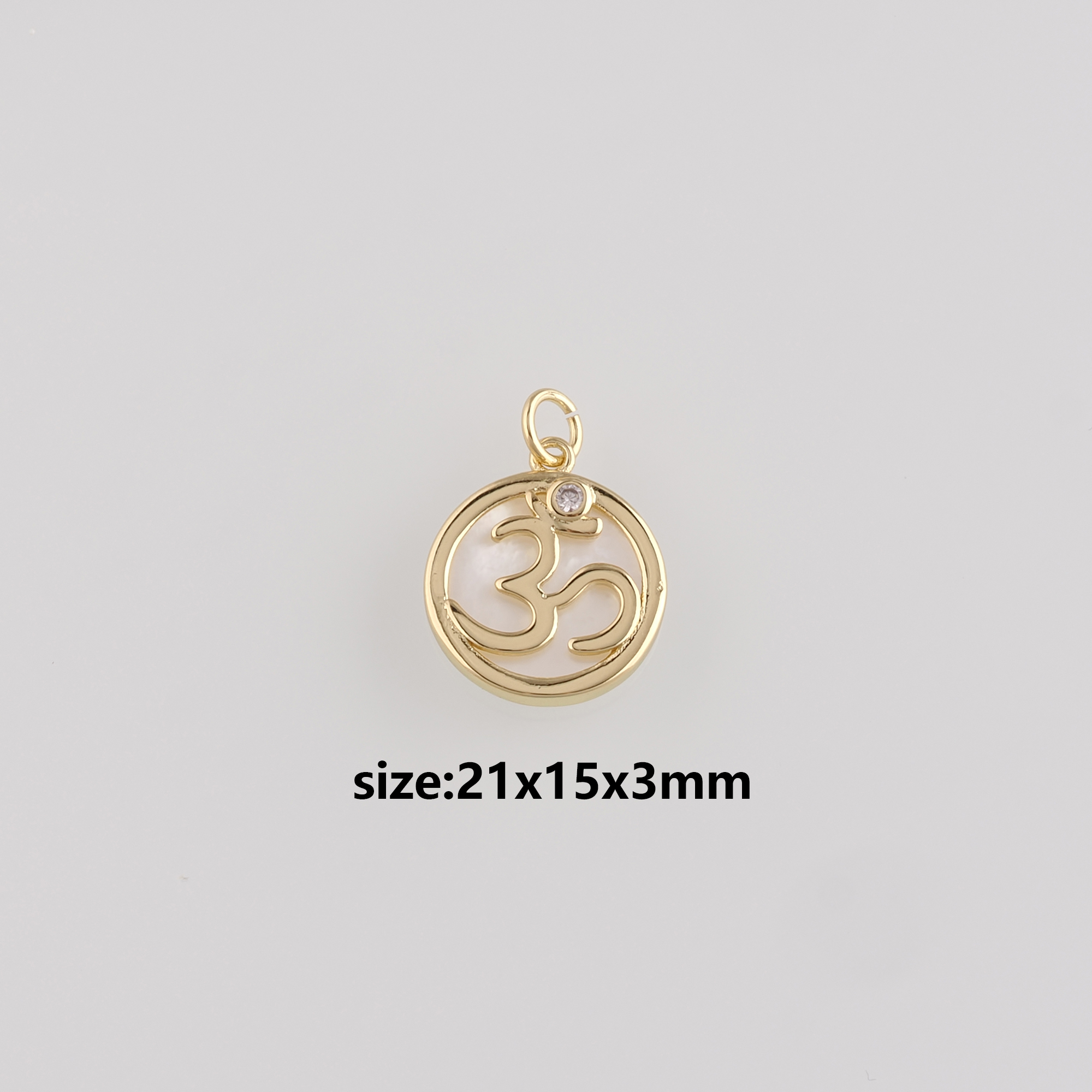 18K Gold Filled Om Symbol Pendant,Dainty Yoga Charm Earrings Necklace for DIY Jewelry Making Supply