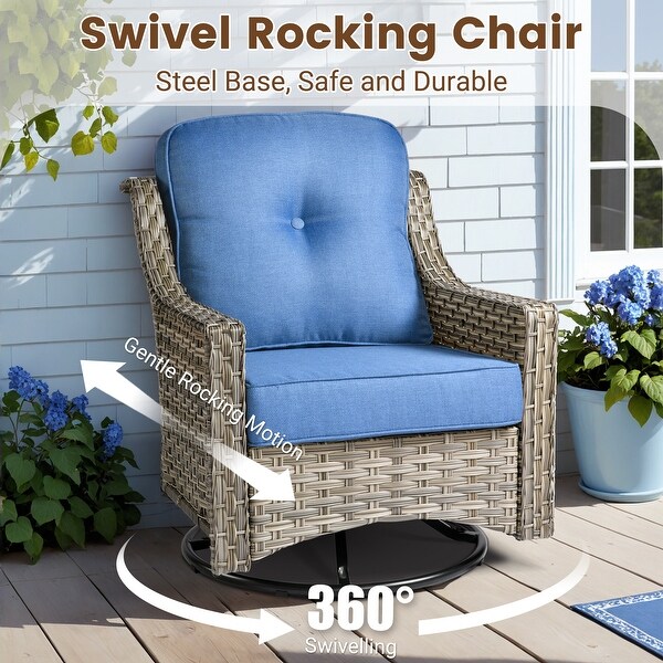 HOOOWOOO 10piece Wicker Patio Furniture Set Sectional Sofa with Swivel Chair