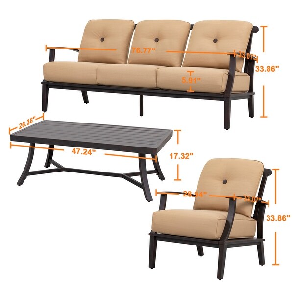 Nuu Garden 4Piece Patio Aluminum Conversation Set with Cushions